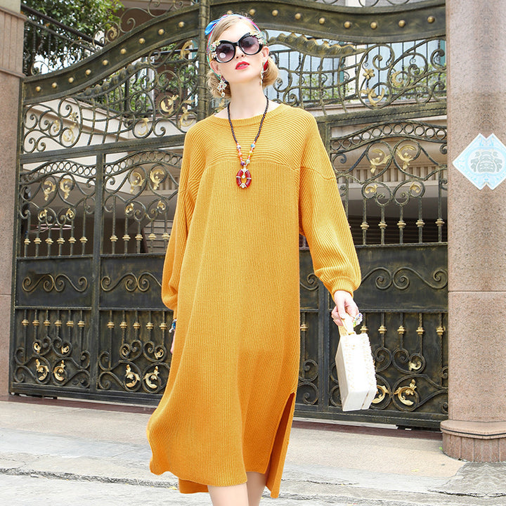 Winter knit sweater maternity dress