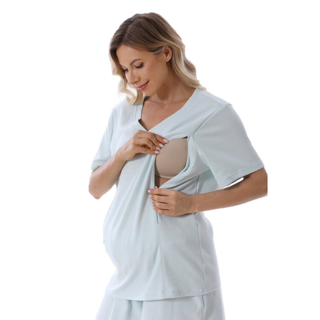 Home Waffle Short Maternity Suit